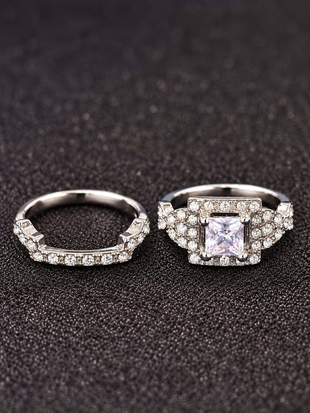 Halo Princess Cut Ring Set